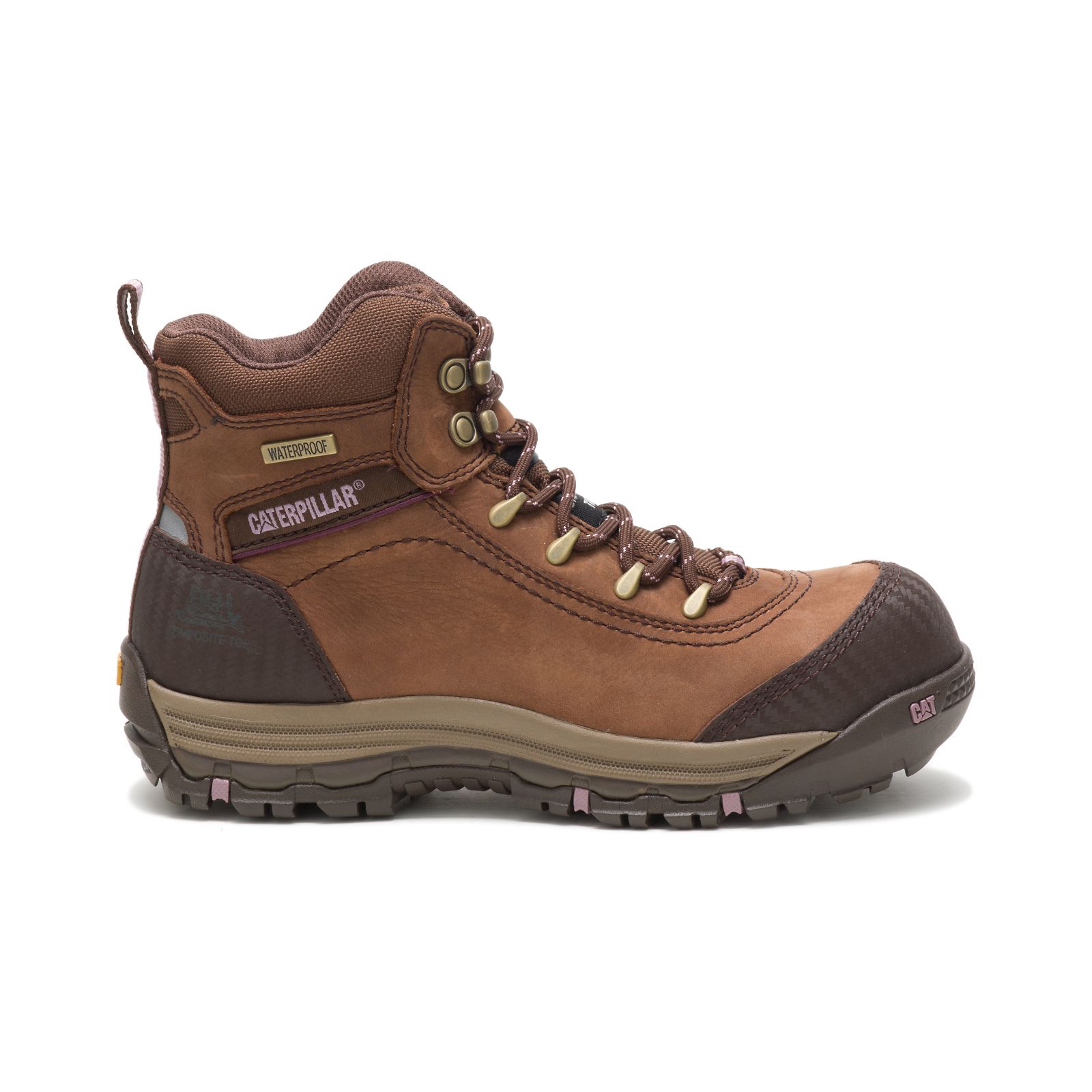 Caterpillar Boots Online Pakistan - Caterpillar Ally Waterproof Composite Toe Womens Work Boots Brown (245389-PSE)